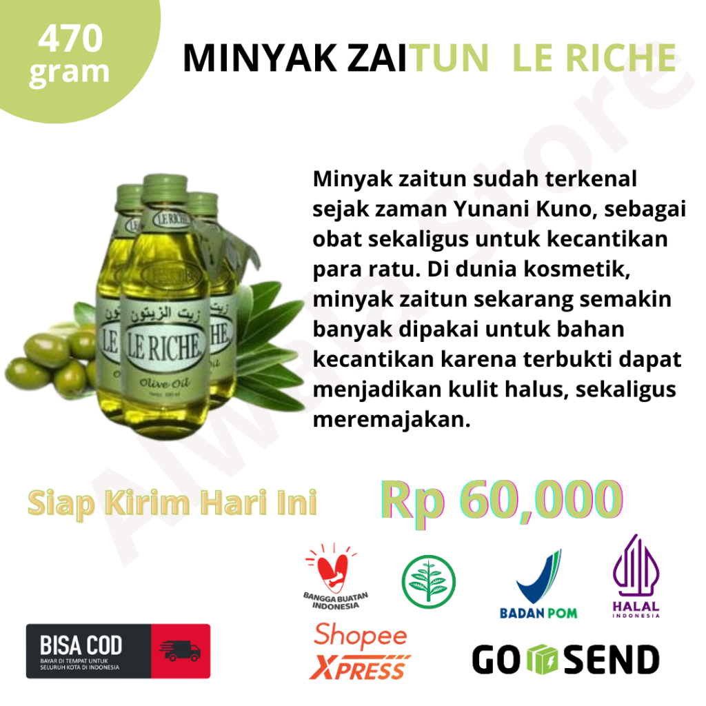 Minyak Zaitun Asli 100% LE RICHE olive oil leriche