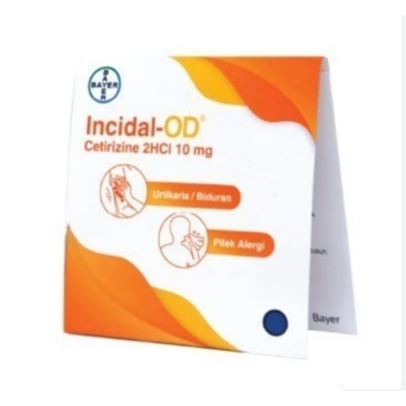 INCIDAL OD 10MG STRIP 4 TABLET | OBAT ALERGI | OBAT BIDURAN | OBAT GATAL- GATAL | INCIDAL-OD 10MG OB