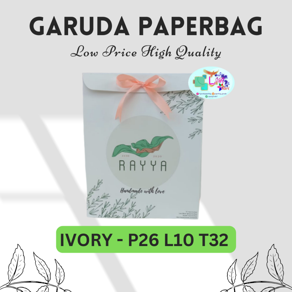 

Paperbag Amplop Cetak Logo Desain Full Color Bahan Ivory Putih 210gsm Plus Tali Pita Kupu