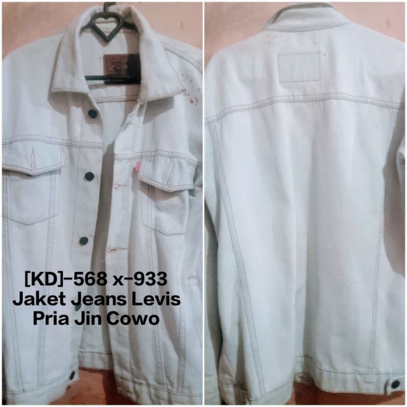 jaket jeans levis pria ori putih polos