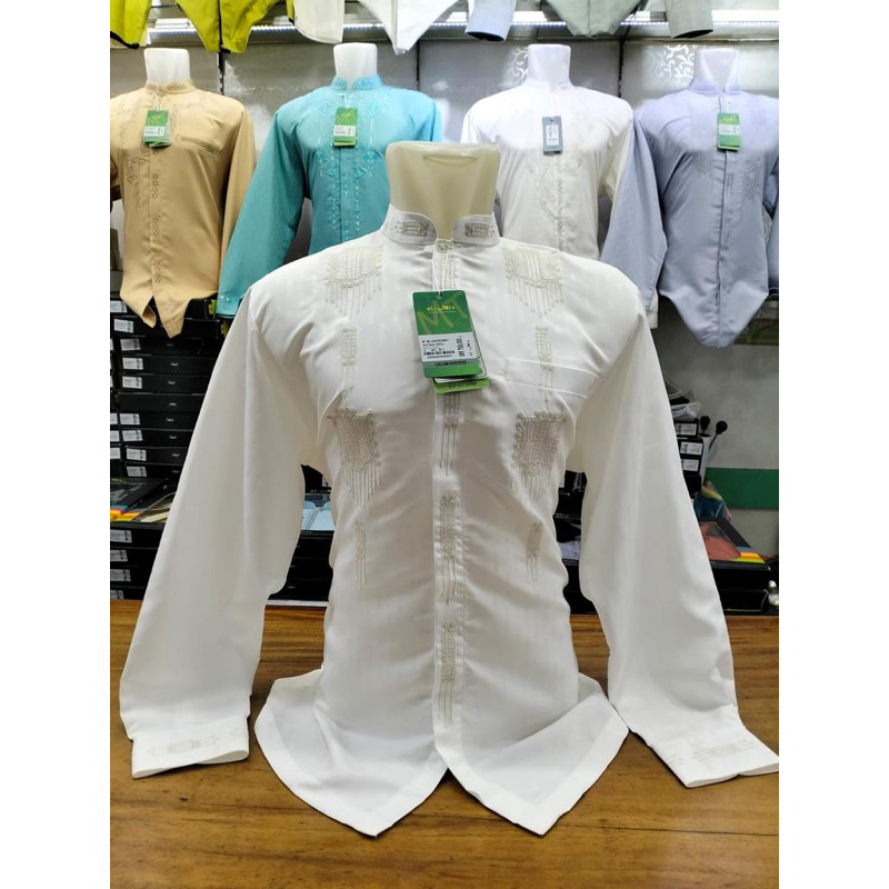 Baju Koko almia mt tangan manset 100% ORI baju koko jumbo lengan kancing manset al mia