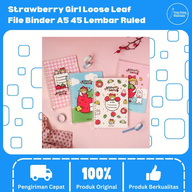 

Strawberry Girl Loose Leaf File Binder A5 45 Lembar Ruled Binder Lucu Binder Imut