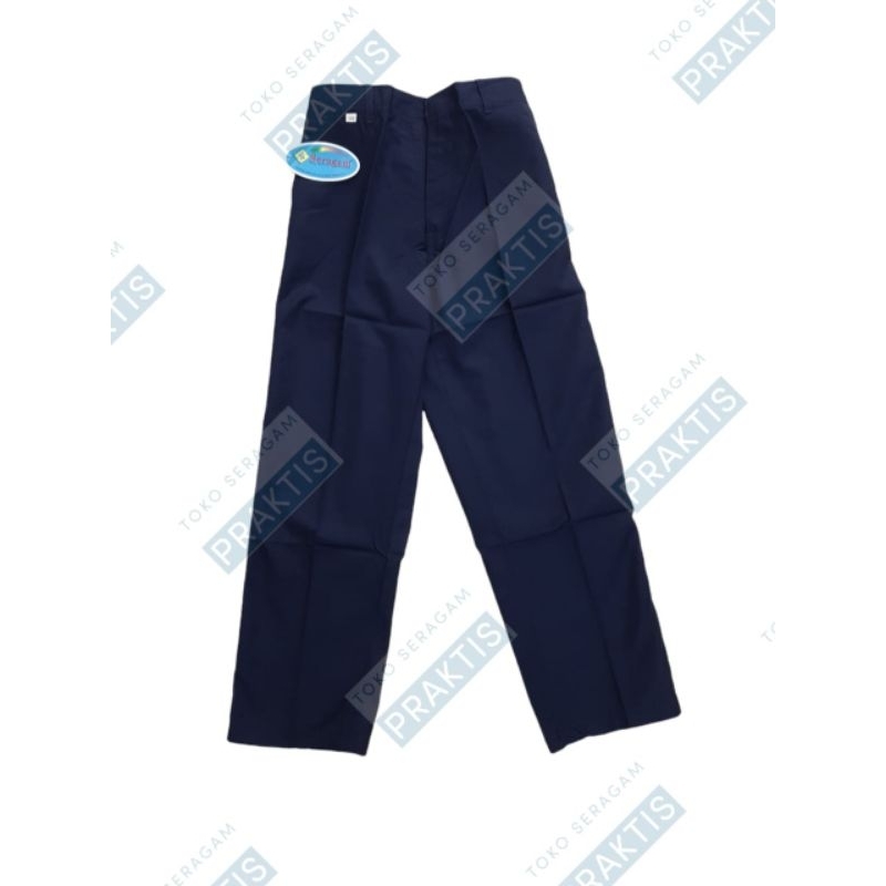 Celana Seragam Biru SMP Panjang Pinggang Karet | Celana Panjang SMP Karet Pinggang Biru | Seragam Se