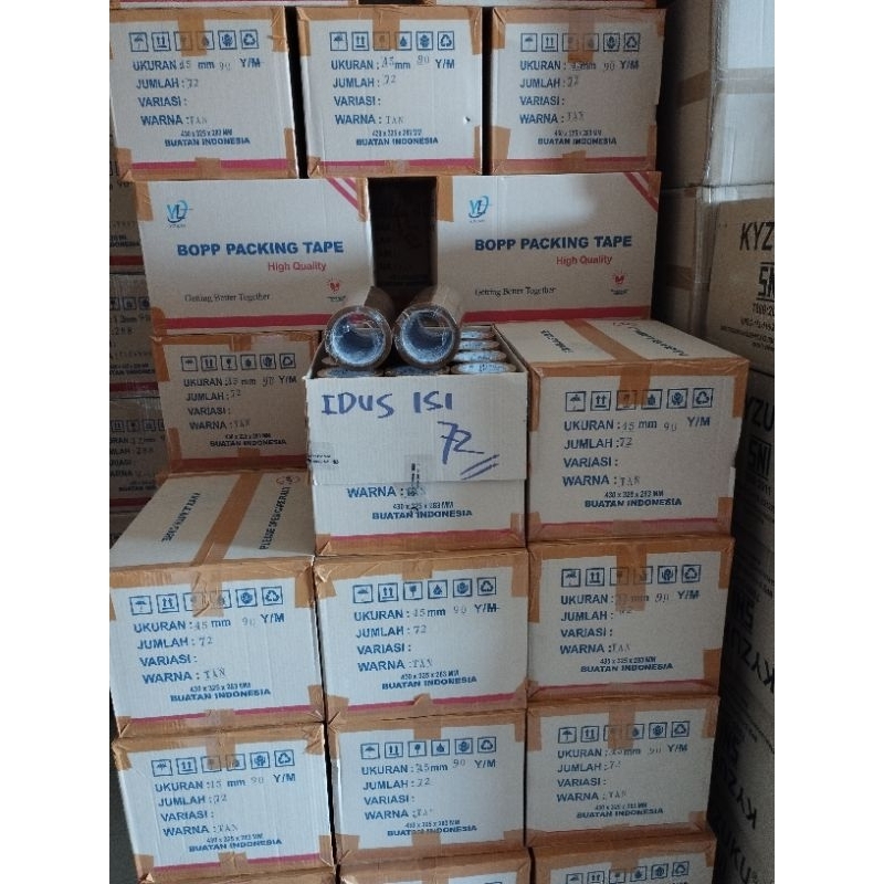 

(YOULIAN)Lakban 45MM 90Y Grosir 1Dus Isi 72 Roll Bening/Coklat Isolasi murah bening dan coklat