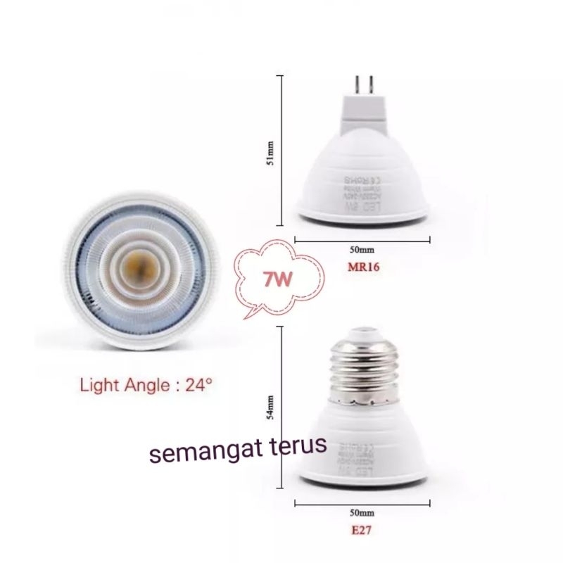 Lampu Halogen Spotlight Led 7W Fitting E27/7W Cob Sorot