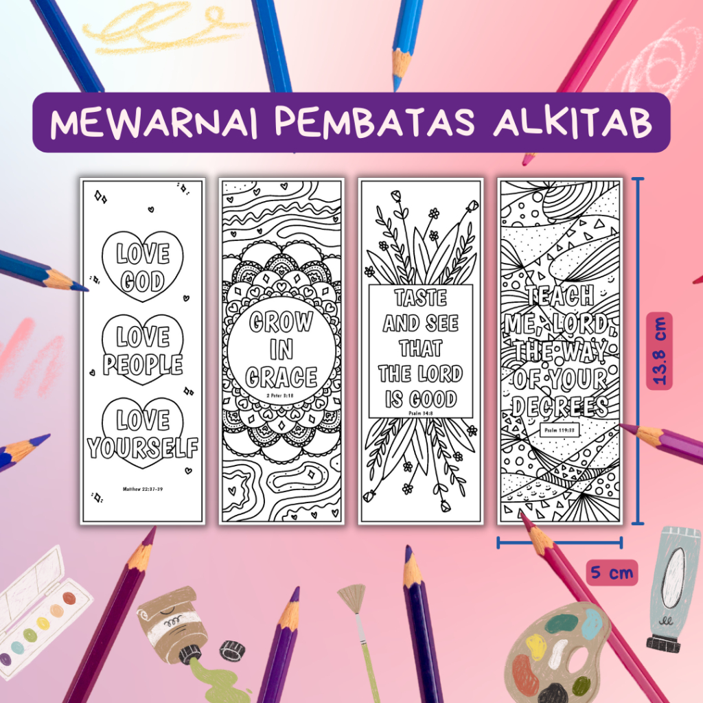 

Pembatas Alkitab ♡ - Mewarnai | Souvenir Natal Paskah Jumat Agung Sekolah Minggu | Pembatas Buku Rohani | Coloring Bible Bookmark | Adult Coloring
