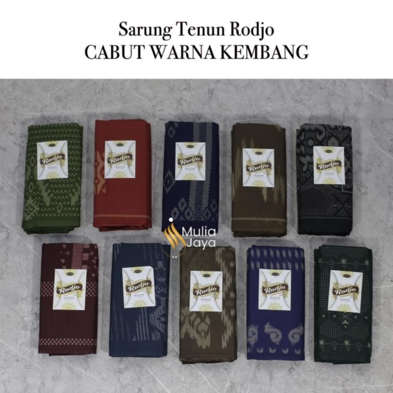 SARUNG TENUN RODJO MOTIF CABUT WARNA KEMBANG KWALITAS PREMIUM. [GROSIR/ECER MURAH]