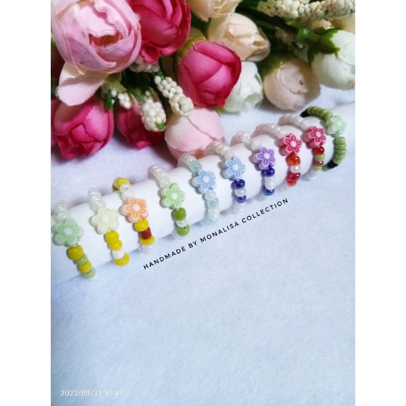 cincin manik manik cincin bunga daisy beads ring daisy cincin manik korea style