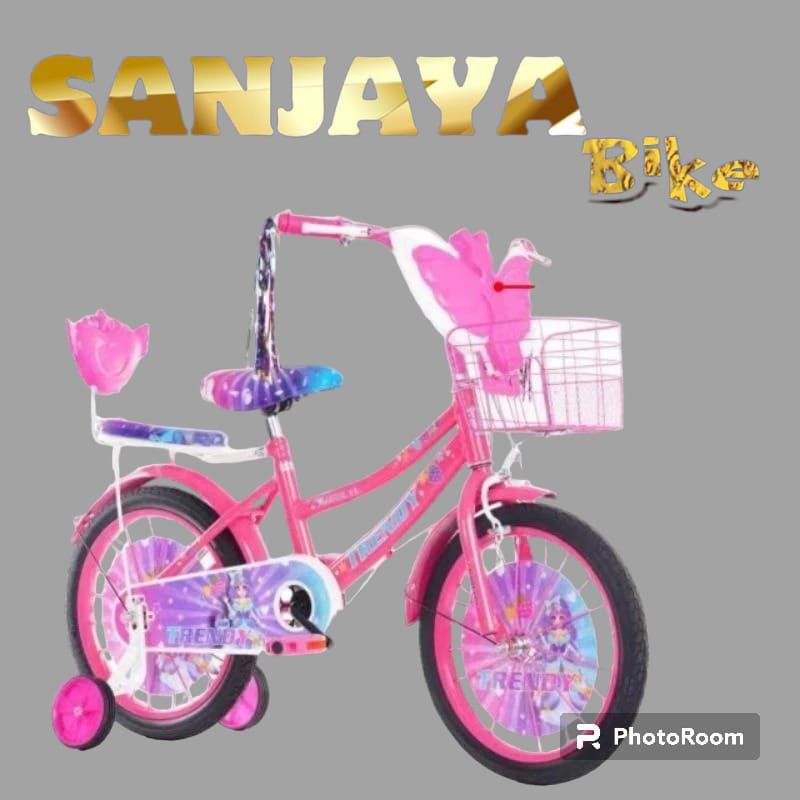 sepeda mini anak perempuan cewek karakter Barbie princess trendy 708 ukuran 16 18 inci murah berkual