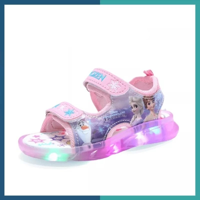 Sepatu SANDAL Anak Perempuan LED IMPORT Model Terbaru FROZEN
