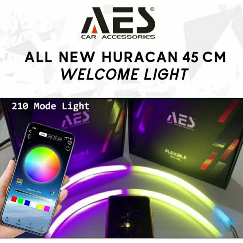 LAMPU LED DRL ALIS AES RGB Matrix HURACAN New Welcome Light 30 cm 45 cm 60 cm 80 cm TERBAIK CONTROL 