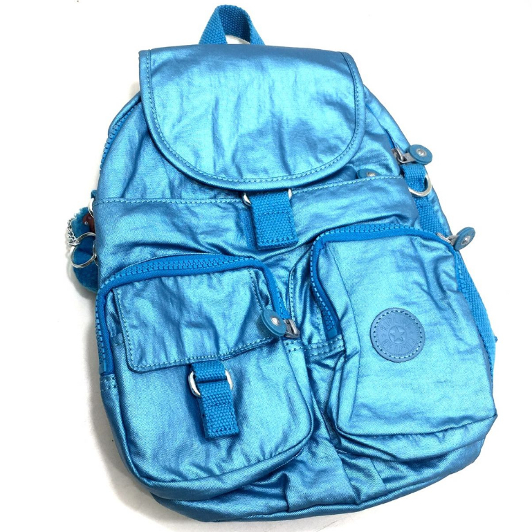 Tas Kipling Ransel  Firefly Backpack Metallic Blue Biru Original School Sekolah Anak SD TK Medium Wa