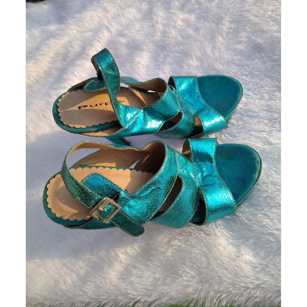 Sepatu Wanita hak tinggi model Straps  Biru Berkualitas