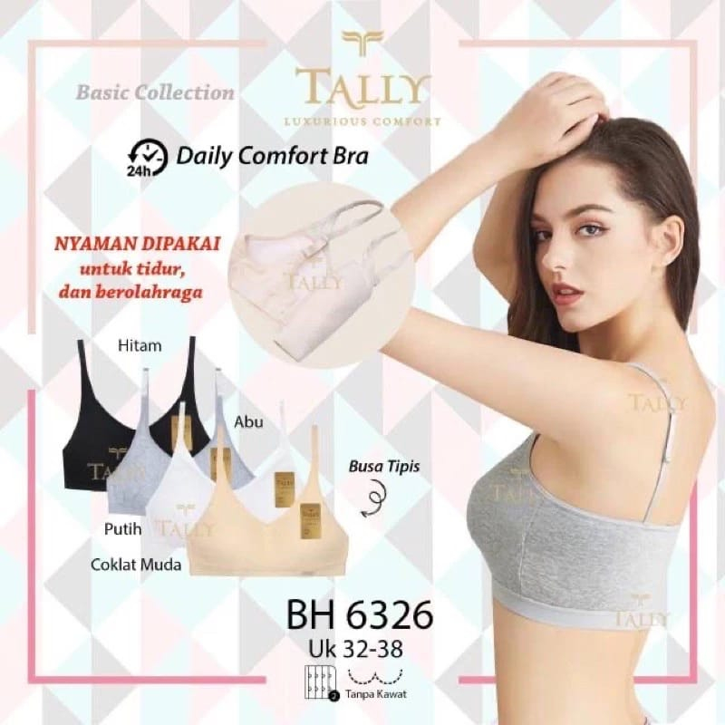 TALLY BRA BH HARIAN | SPORT 6326 ( TALI PUNDAK KECIL ) CUP A | TANPA BUSA | TANPA KAWAT