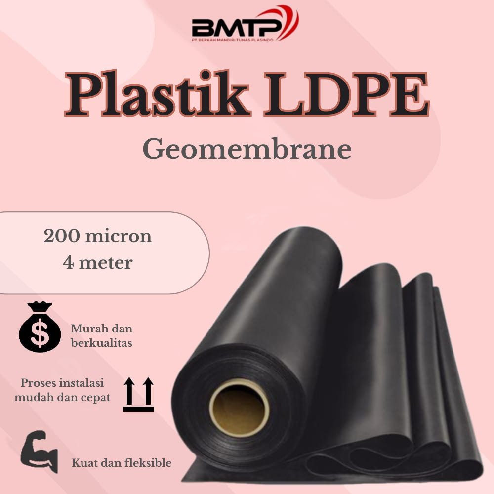 Plastik Geomembran LDPE Tebal 200 Micron Lebar 4 Meter / per 1 meter