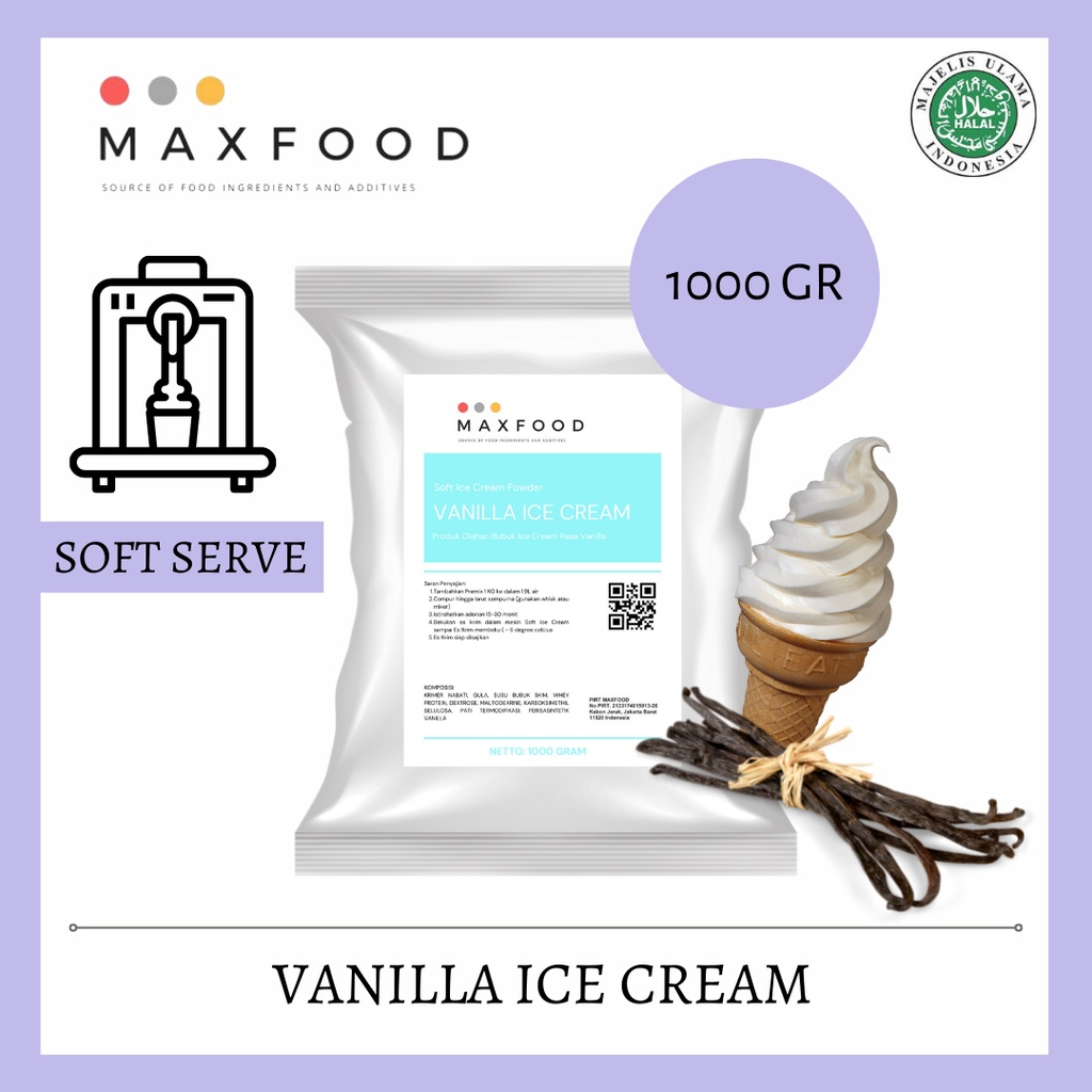 

Soft Vanilla Ice Cream / Bubuk Es Krim Rasa Vanila ( 1kg )