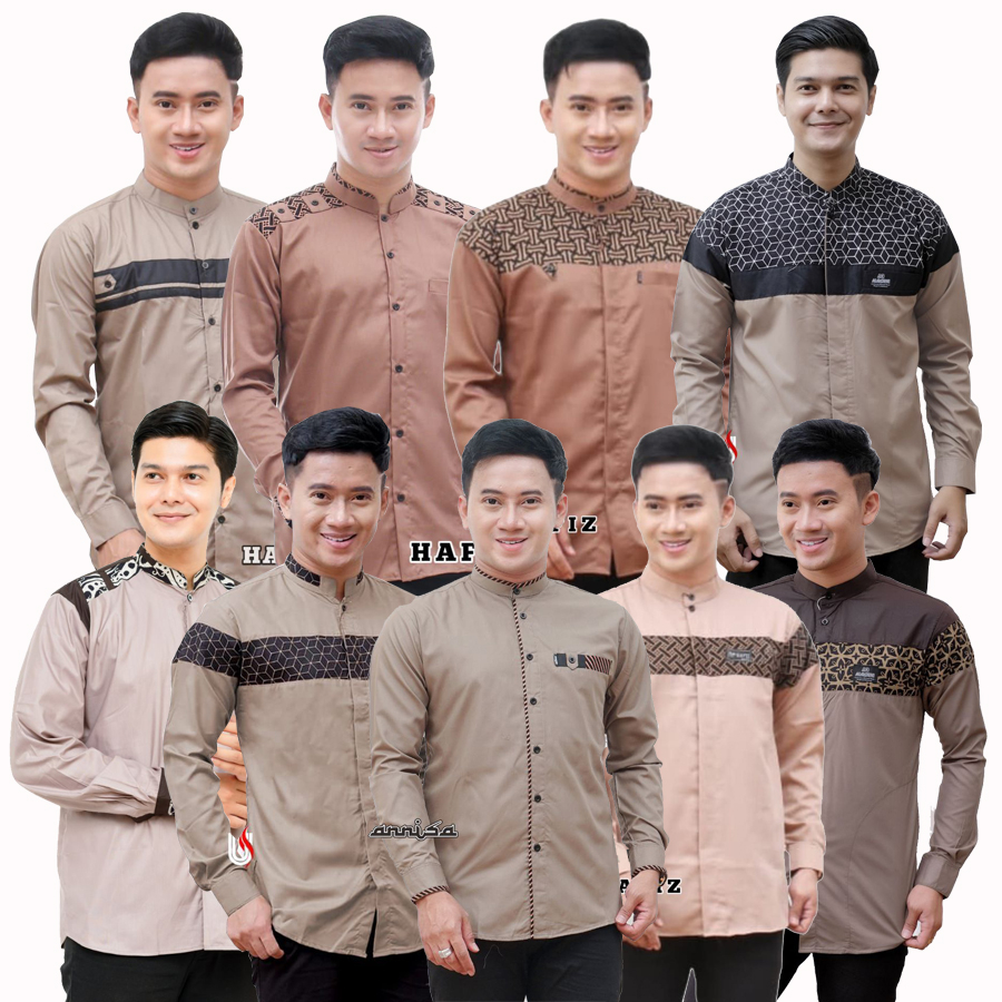 baju koko warna coklat susu lengan panjang terbaru bahan toyobo premium koko pria coksu lengan panja