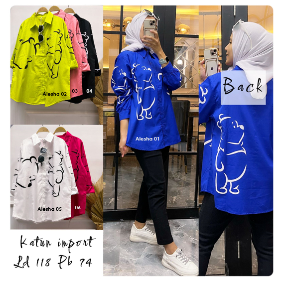 Alesha Winnie The Pooh Kemeja Kartun Kemeja Lengan Panjang