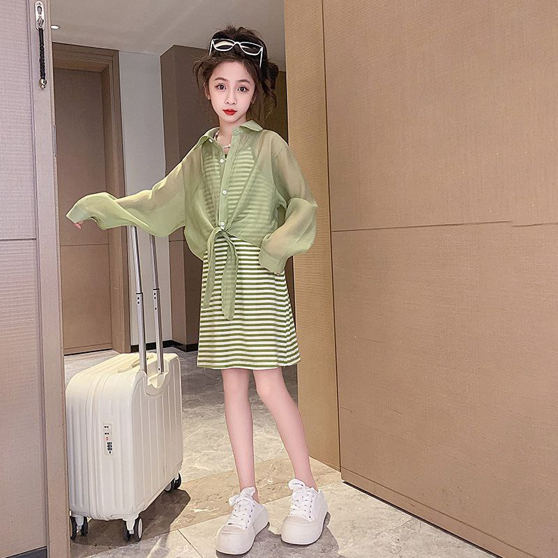 [GAYA GAYA] (SALE) Dress anak cewek 2IN1 GREEN / LILAC AMANDA DRESS impor bagus
