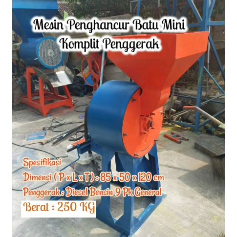 Mesin Penghancur Batu Mini Komplit Penggerak Diesel Bensin 9 Pk General