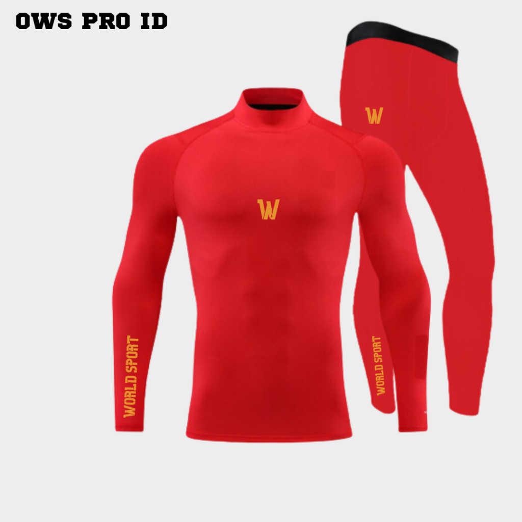 Baselayer Manset Olahraga Pria Orinal OWS PRO GOLD/ Top Set Baselayer Manset Kompresi lengan panjang