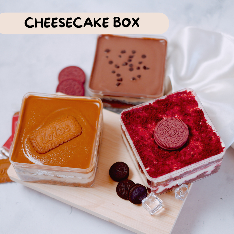 

Cheesecake Box Lotus, Red velvet, Oreo Double Cheese Dessert Box