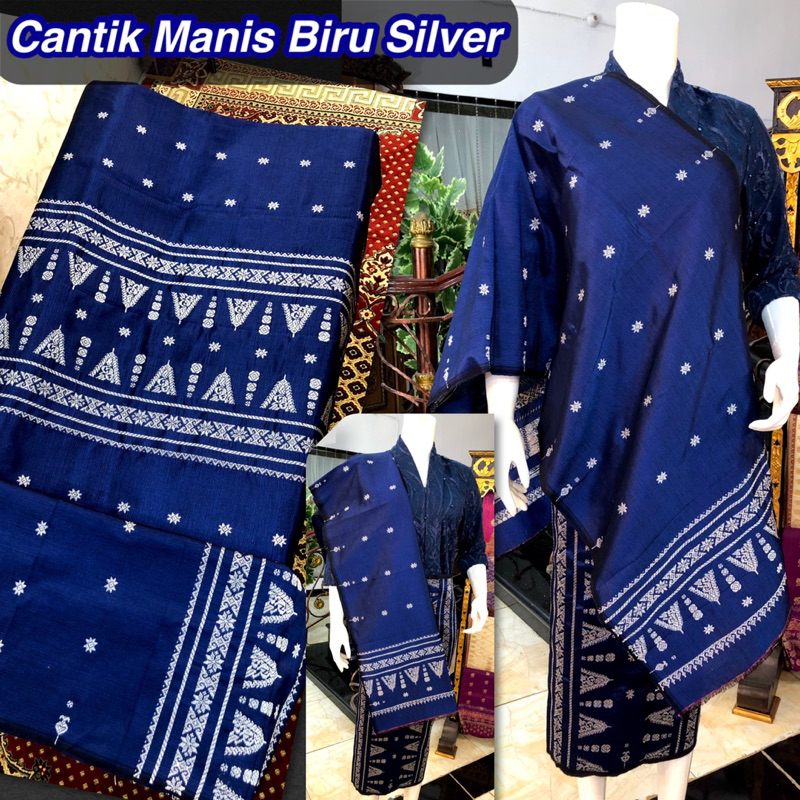 Songket Tenun Cantik Manis polos/ Biru/ songket tenun asli palembang /ilham songket palembang