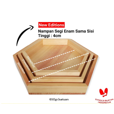 NAMPAN TRAY KAYU WOODEN TRAY SEGI ENAM KAYU PINUS PREMIUM