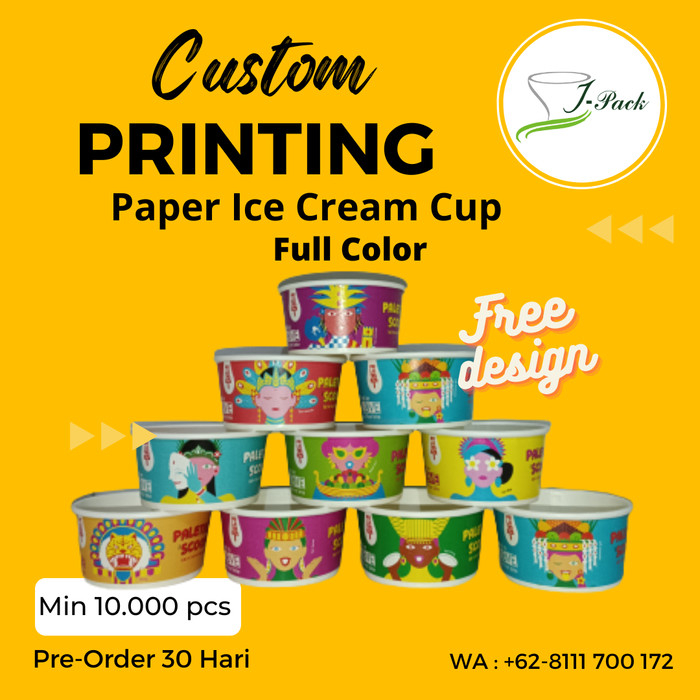 Paper Ice Cream Cup CETAK CUSTOM / WARNA