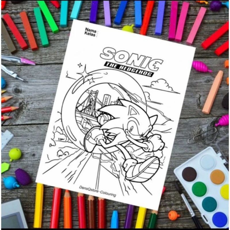 

Kertas Mewarnai Gambar Anak 1 Pack Isi 10 Lembar Tema Sonic The Hedgehog