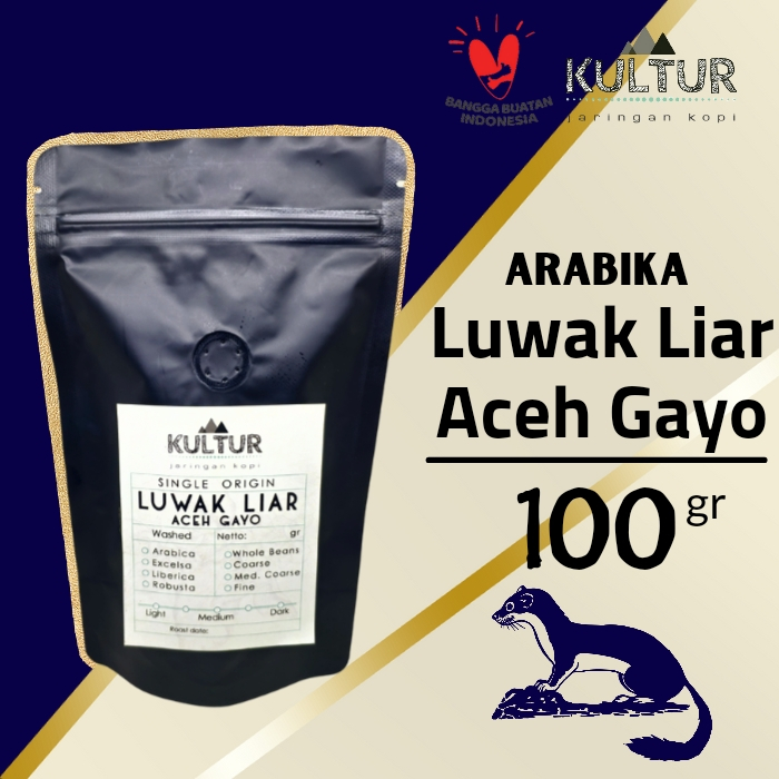 

COFFEE BEAN BIJI KOPI ARABIKA LUWAK LIAR ACEH GAYO 100 GR