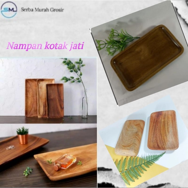 piring panjang kayu jati/nampan tray piring/piring sushi/nampan kotak jati