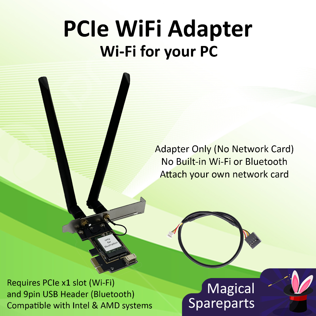 PCIe x1 Adapter M.2 NGFF Wireless Card Set Bluetooth - WiFi for PC