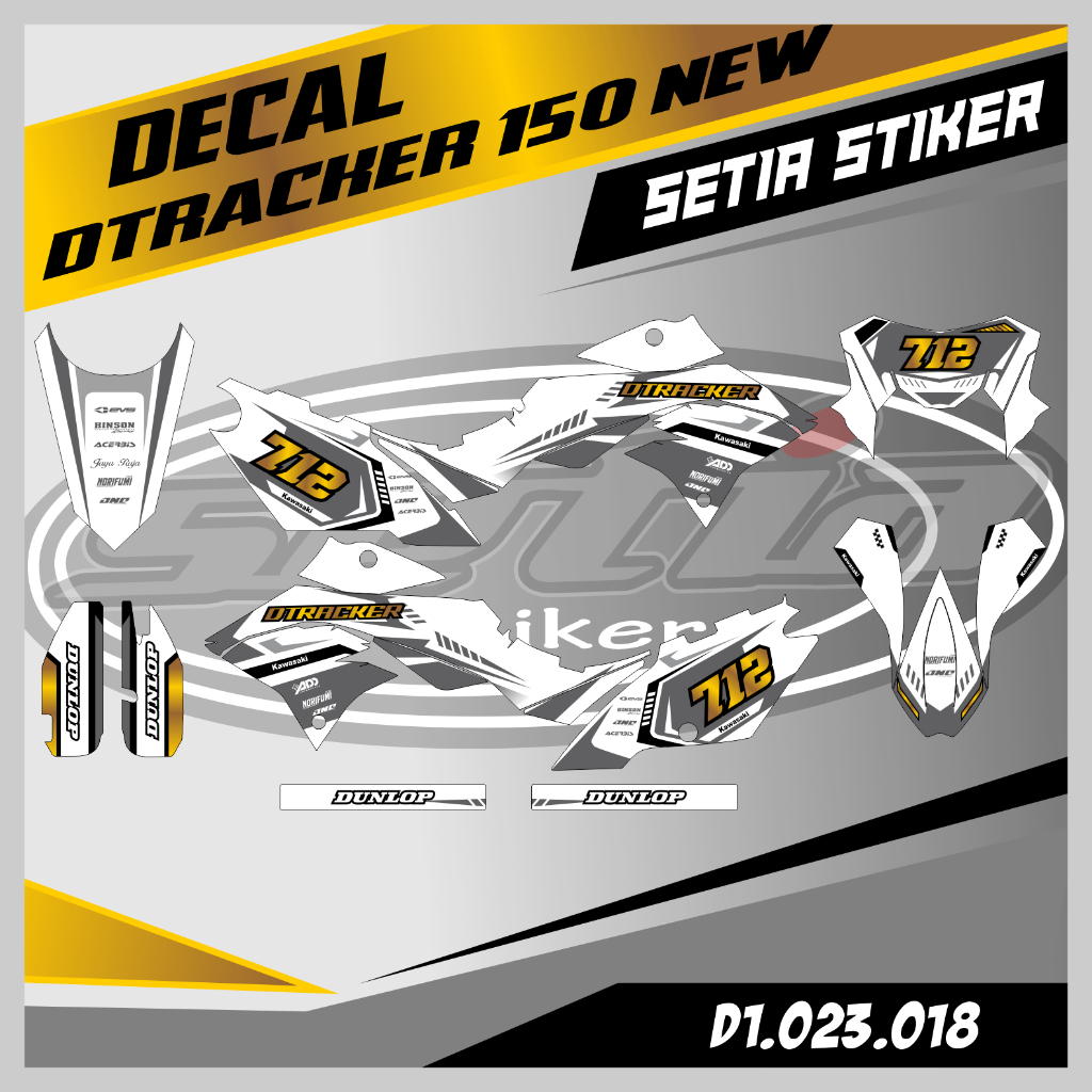 DECAL DTRACKER 150 NEW, PUTIH ABU-ABU, SUPERMOTO, TRAIL, DESAIN BEBAS CUSTOM BARU (D1.023.018)