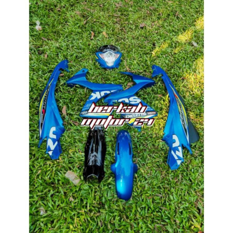 Paket cover body bodi full alus set halus plus stiker SUZUKI SATRIA F FU FL FACELIFT NEW 2015 BIRU G