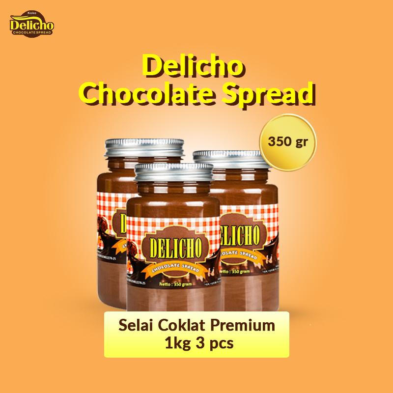 

Delicho Chocolate Spread 350g | Selai Coklat Premium / Selai Coklat Pasta 350g / Isi 3 Pcs