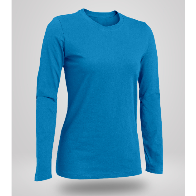 Kaos Polos murah Warna Biru turkis Lengan Panjang katun combed 30s
