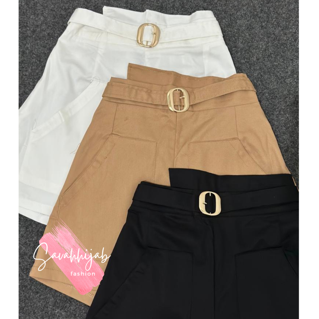 SHORT PANTS WANITA 6866 / OVAL BELT SHORT PANTS