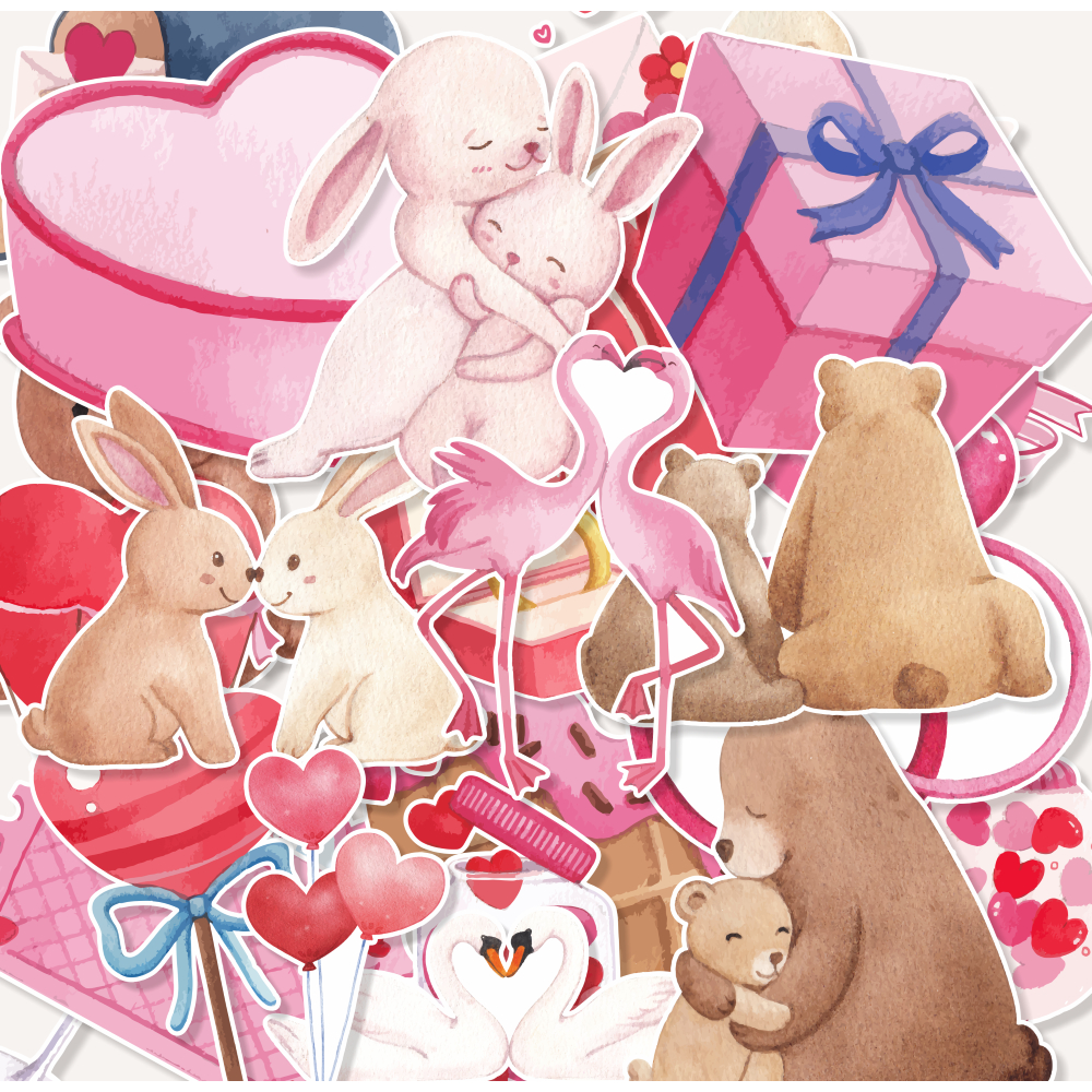 

(20 pcs) random/murah stiker VALENTINE-watercolor/random stiker satuan/stiker kartun lucu/random/murah/stiker satuan/murah/animal lucu