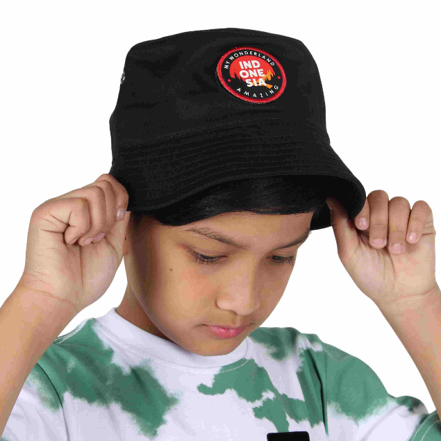 Twist Kids - Argani C, Saya Indonesia Series, Topi Bucket Anak Laki-laki Warna Hitam
