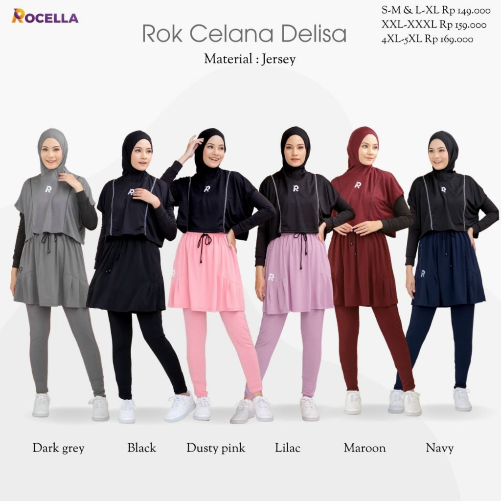 ROCELLA ROK CELANA DELISA, ROK CELANA OLAHRAGA WANITA ROK CELANA MUSLIMAH Rok Celana Wanita Jumbo