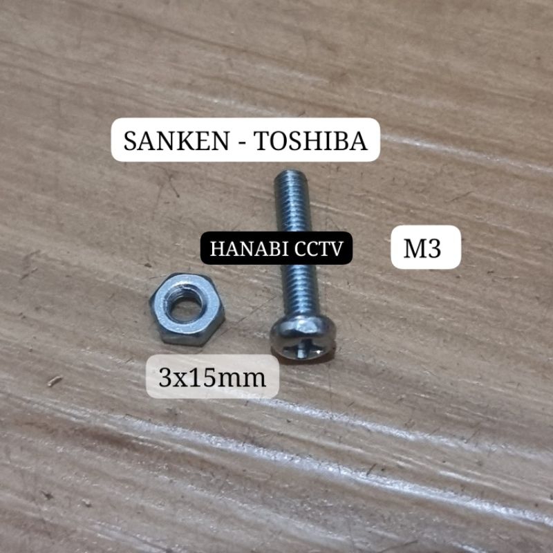 Baut + Mur 3X15mm SANKEN Baut TOSHIBA M3 x 15mm