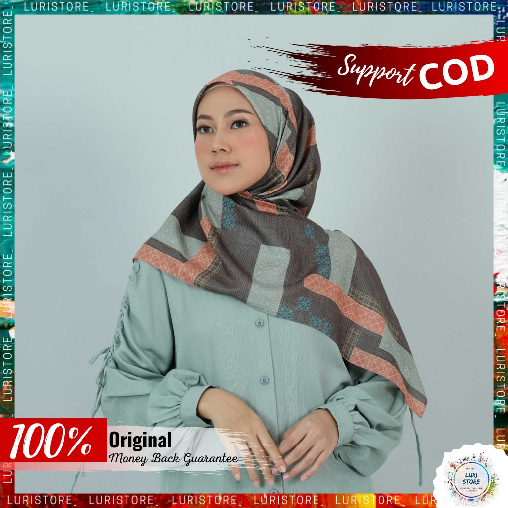 KERUDUNG DEENAY ORI AURE SAGE Hijab Jilbab Segi Empat Segiempat Voal Motif Denay Terbaru Premium