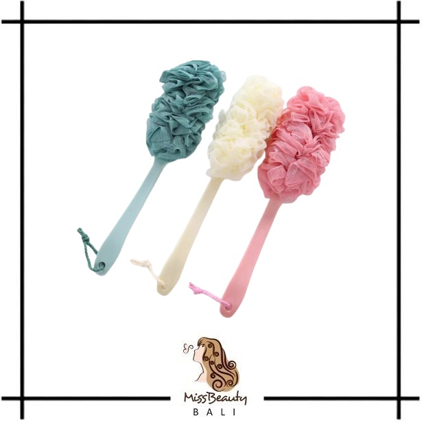 Shower Puff Gagang / Shower Puff Gagang Panjang / Sikat Mandi Punggung Lembut Spons Mandi Gosok Bada