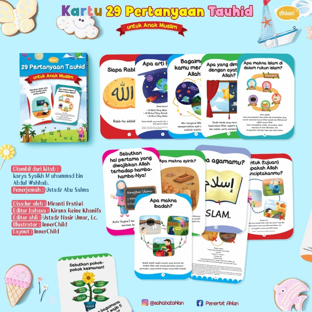 Flashcard 29 Pertanyaan Tauhid Pertamaku Kartu Mainan Edukasi Anak Muslim