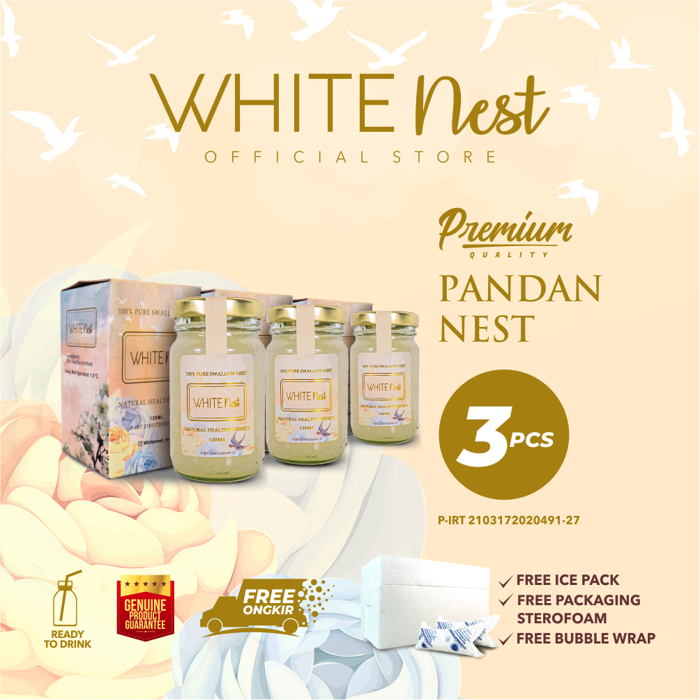 

Whitenest Minuman Sarang Burung Walet Pandan Nest 3pcs - 100% Pure Swallow Nest - Ready To Drink - Freshly Homemade