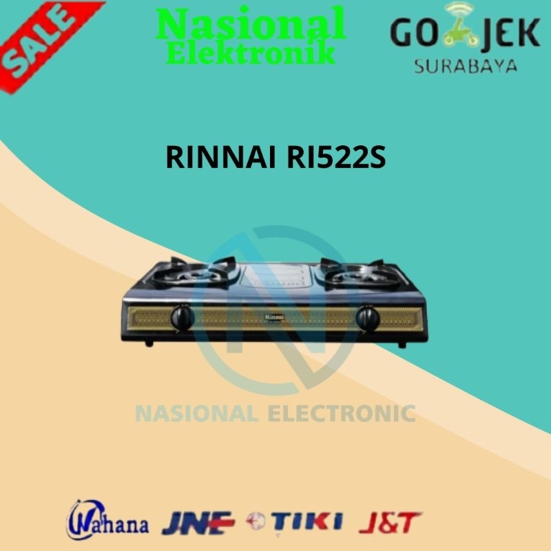 RINNAI RI 522 S/KOMPOR GAS RINNAI RI 522S/RINNAI RI 522 S/KOMPOR GAS RINNAI 2 TUNGKU RI-522S/KOMPOR 