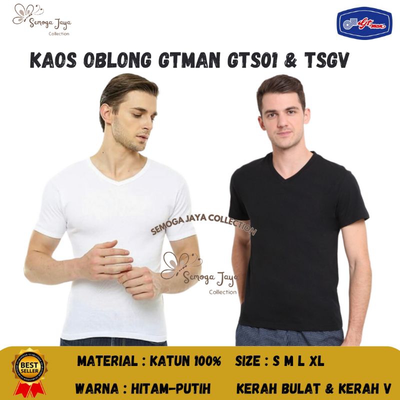 KAOS OBLONG PRIA GTMAN KERAH BULAT & KERAH V