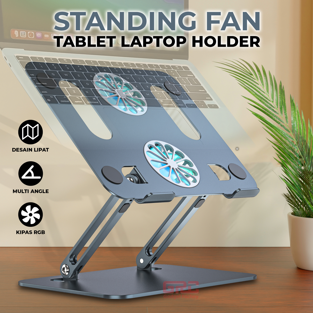 Cooling Pad Laptop Stand RGB Fan Pendingin Laptop Tatakan Meja Kipas