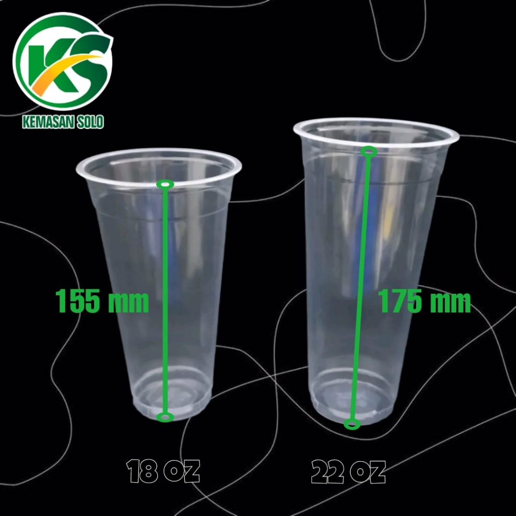 Sablon cup gelas plastik PP Datar 18 oz SLIM